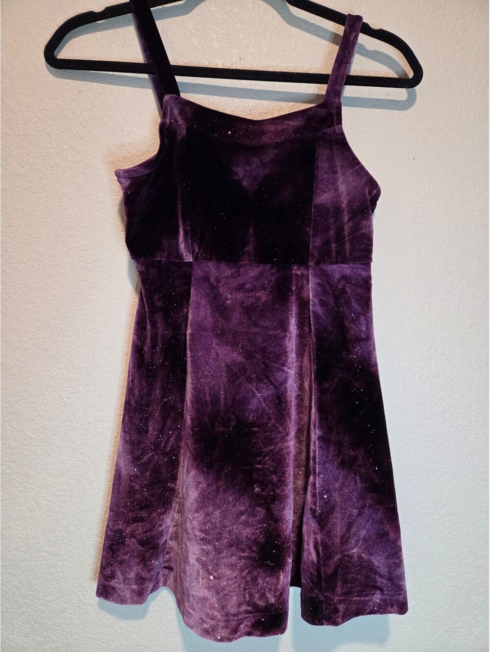 Justice Purple Velvet Sleeveless Dress with Back Zipper, Size Small
